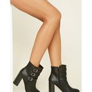 Incaltaminte Femei Forever21 Faux Leather Buckle Booties Black