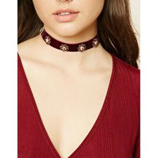 Bijuterii Femei Forever21 Floral Faux Gem Velvet Choker Antique goldwine