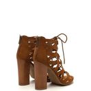 Incaltaminte Femei CheapChic X-laced Chunky Faux Suede Heels Chestnut