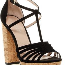 Charles by Charles David Faint Platform Heel Sandal BLACK SUEDE