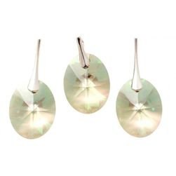 Set Argint 925 cu Swarovski Elements, Luminous Green, 18 mm