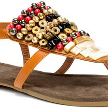 MUK LUKS Harlow Beaded Sandals Brown