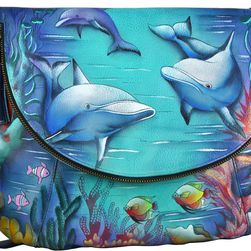Anuschka Handbags Large Flap-Over Convertible Dolphin World