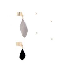 Bijuterii Femei Forever21 Feather Ear Cuff Stud Set Goldblack