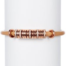 Fossil Pave Crystal Multi Ring Leather Cord Bracelet ROSE GOLD