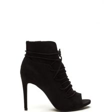 Incaltaminte Femei CheapChic Slit Down Faux Suede Lace-up Booties Black