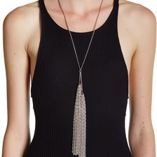 Natasha Accessories Tassel Pendant Necklace SILVER
