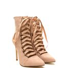 Incaltaminte Femei CheapChic About Town Faux Suede Lace-up Booties Nude