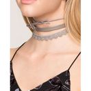 Bijuterii Femei CheapChic Bow Lace Faux Leather 3pc Choker Set Gray