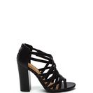 Incaltaminte Femei CheapChic Pull Together Woven Faux Leather Heels Black