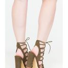 Incaltaminte Femei CheapChic Finding Loopholes Lace-up Chunky Heels Olive