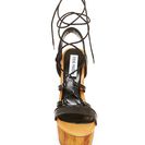 Incaltaminte Femei Steve Madden Sun-Set Wedge Sandal BLACK LEAT