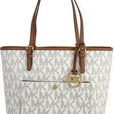 Michael Kors Jet Set Large PVC Signature Tote - Vanilla N/A