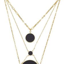 Rebecca Minkoff Leather Inlet Statement Necklace Gold/Black