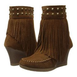 Incaltaminte Femei Minnetonka Mid Calf Inside Zip amp Studs Dusty Brown