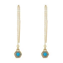 Bijuterii Femei Rebecca Minkoff Pave Gem Threader Earrings 12K with Turquoise and Crystal