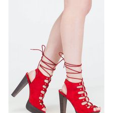 Incaltaminte Femei CheapChic Last Night Chunky Platform Lace-up Heels Red