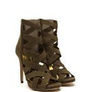 Incaltaminte Femei CheapChic Night Life Caged Faux Suede Heels Olive