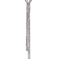 Free Press Double Row Rhinestone Y-Necklace CLEAR-HEMATITE