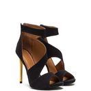 Incaltaminte Femei CheapChic Sneak A Peek Cut-out Faux Suede Heels Black