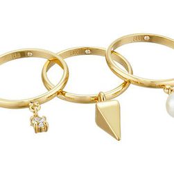 Bijuterii Femei Rebecca Minkoff Set of Three PearlCrystal Charms Rings GoldPearlCrystal