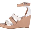 Incaltaminte Femei Armani Jeans Leather and Woven Eco Leather Wedge White