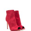 Incaltaminte Femei CheapChic Peep Show Faux Suede Stiletto Booties Red