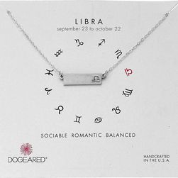 Dogeared Libra Zodiac Bar Necklace Sterling Silver