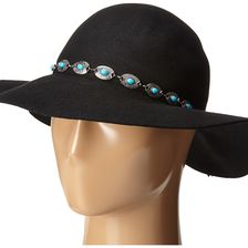 San Diego Hat Company WFH7954 Round Crown Floppy with Faux Silver and Turquoise Bead Black