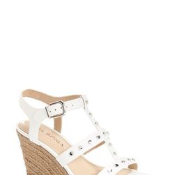 Incaltaminte Femei Via Spiga Indya Studded Wedge Sandal WHITE VACHETTA LEATHER