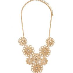 Bijuterii Femei Forever21 Floral Rhinestone Bib Necklace Gold