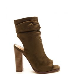 Incaltaminte Femei CheapChic Heel Me Slouchy Cut-out Booties Olive