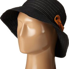 San Diego Hat Company RBM5557 Ribbon Sun Hat with Braided Fauxe Suede Snap Closure Black