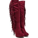 Incaltaminte Femei CheapChic Fringe Out Faux Suede Boots Berry