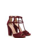 Incaltaminte Femei CheapChic All Night Long Chunky Caged Heels Burgundy