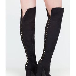 Incaltaminte Femei CheapChic Style Stud-y Chunky Thigh-high Boots Black
