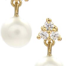Savvy Cie 5mm Freshwater Pearl & CZ Drop Earrings YELLOW-WHITE