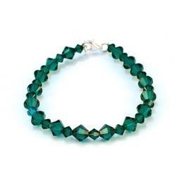 Bratara cu Swarovski Elements, Multi Bicone, Emerald, 8 mm