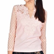 Bluza eleganta roz cu broderie si inimioare 8115R