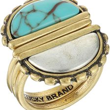 Lucky Brand Turquoise and Two-Tone Stack Ring Two-Tone