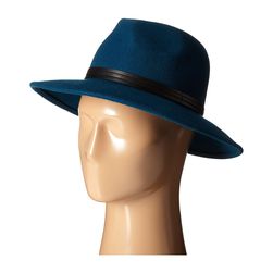 BCBGMAXAZRIA PU Banded Panama Hat Deep Carribean