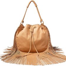 Ralph Lauren Fringed Leather Hobo Bag Tan