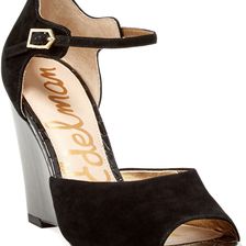Sam Edelman Raven Open Toe Ankle Strap Wedge BLACK