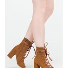 Incaltaminte Femei CheapChic Play Your Lace Faux Suede Block Heels Mocha