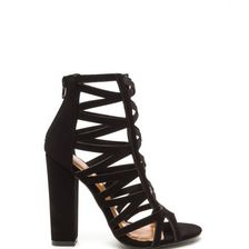 Incaltaminte Femei CheapChic Caged Fighter Faux Nubuck Heels Black