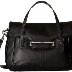 COACH Taylor Leather Marin Flap Satchel Black