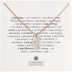 Dogeared Two-Tone I Am Grateful Necklace SS CHARM ON 14KT GF CHAIN