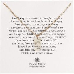 Dogeared Two-Tone I Am Grateful Necklace SS CHARM ON 14KT GF CHAIN