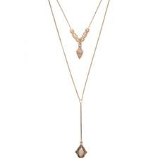 Bijuterii Femei Forever21 Etched Faux Stone Necklace Set Antique gold