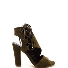 Incaltaminte Femei CheapChic Strong Angles Faux Suede Chunky Heels Olive